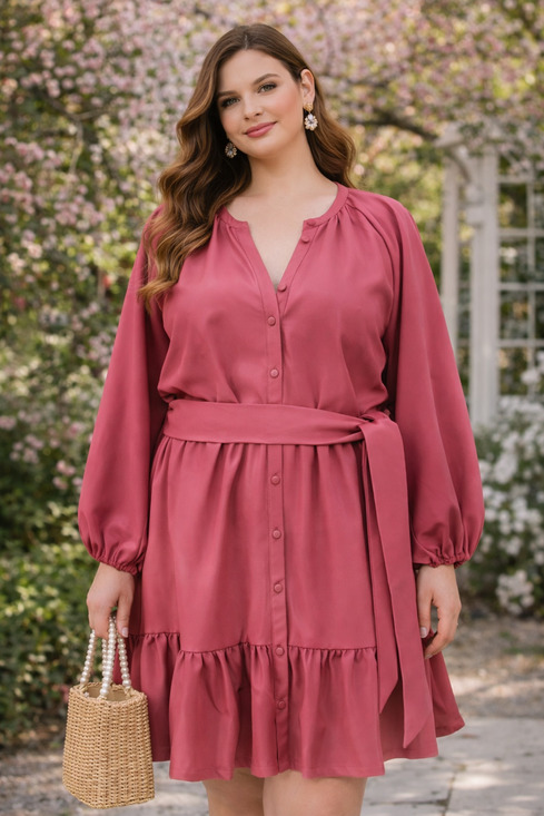 Eloquii Dresses & Skirts - Eloquii Hot Pink Faux Leather Shirred Mini Dress Size 20 Chic Romantic Polished